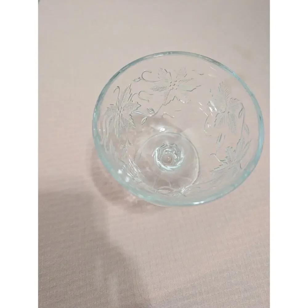 Princess House Fantasia Fine Crystal Pedestal Compote Bowl Floral Leaf Etched...